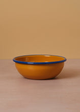 Load image into Gallery viewer, Enamel Bowl Mustard & Cobalt