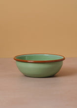 Load image into Gallery viewer, Enamel Bowl Mint & Light Brown