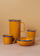 Load image into Gallery viewer, Enamel Jug Mustard & Cobalt