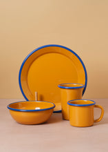 Load image into Gallery viewer, Enamel Bowl Mustard & Cobalt