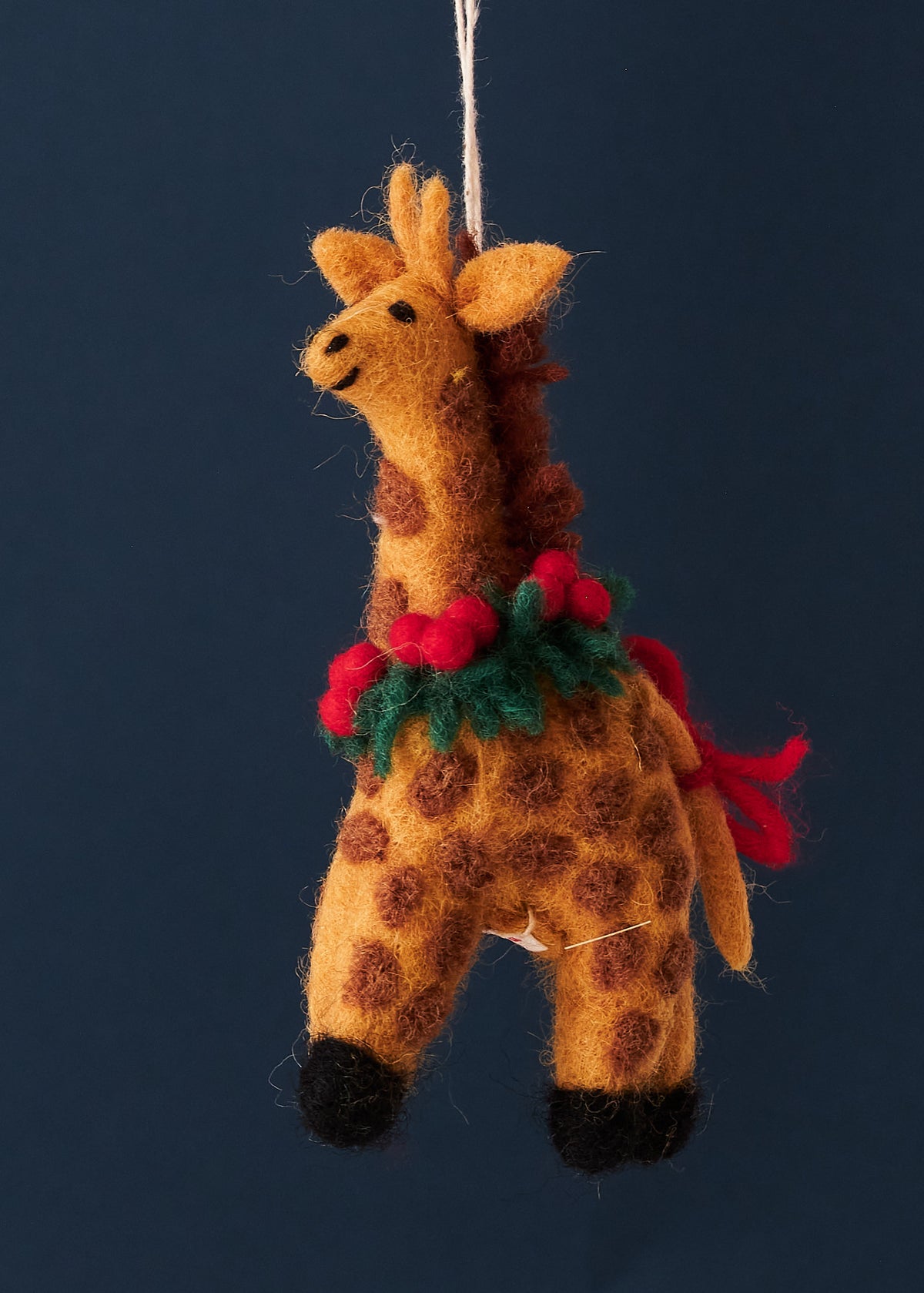 Felted Giraffe with Holly Wreath