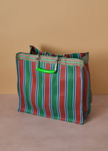 Load image into Gallery viewer, Recycled Square Green & Red Bag