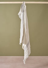 Load image into Gallery viewer, Oyster Stripe Linen Guest Towel