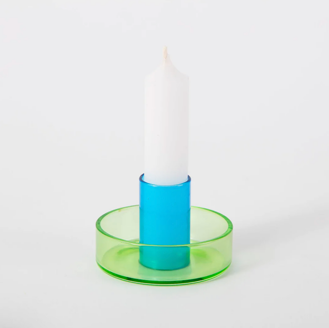 Candle Holder Green & Blue