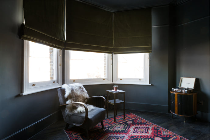 Olive Velvet Roman Blinds