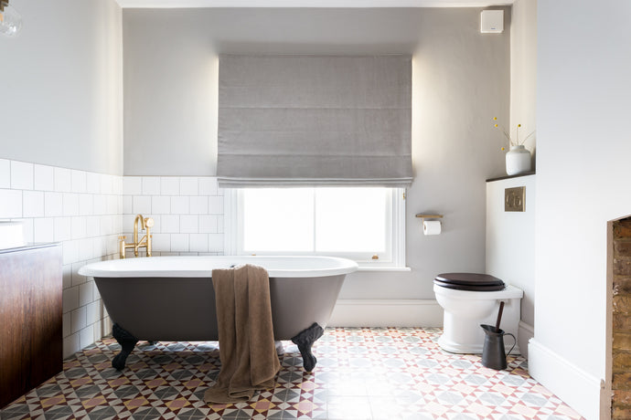 Linen Roman Blind in Bathroom