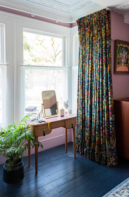 Single Pleat Curtains on Tracks with Privacy Panels