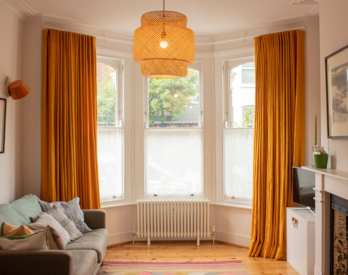 Single Pleat Curtains and Privacy Panels In House Washed Linen