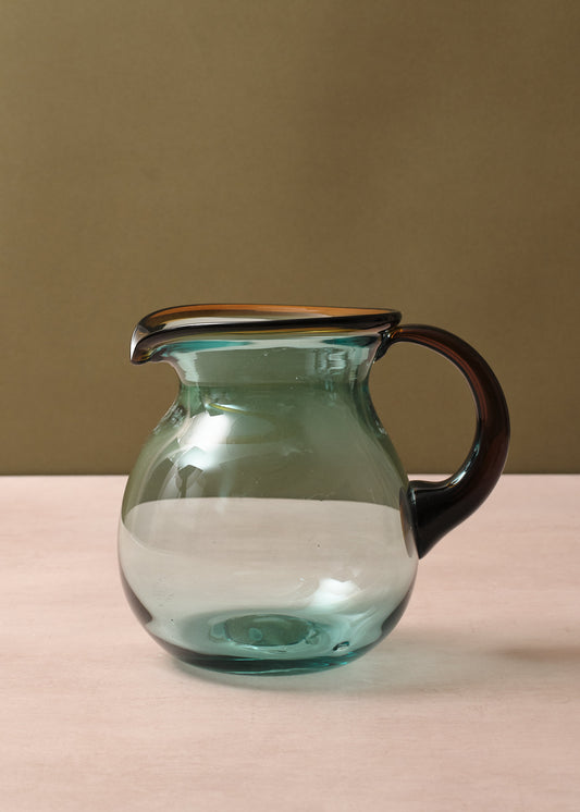 Blown Glass Jug Amber Rim
