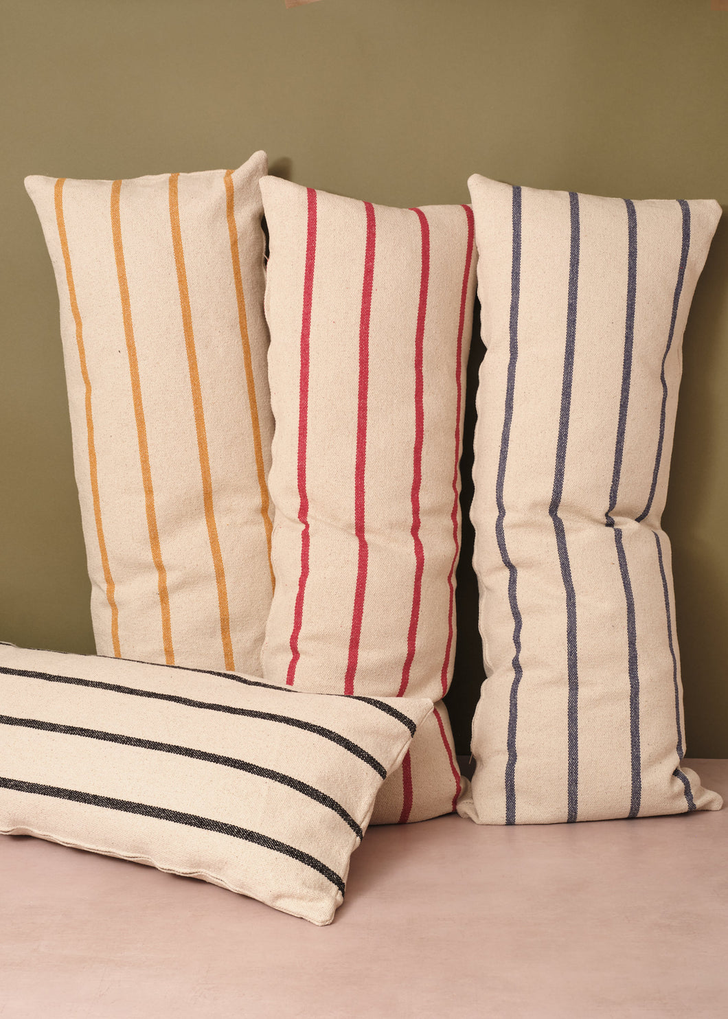 Recycled Cotton Mustard Stripe Cushion