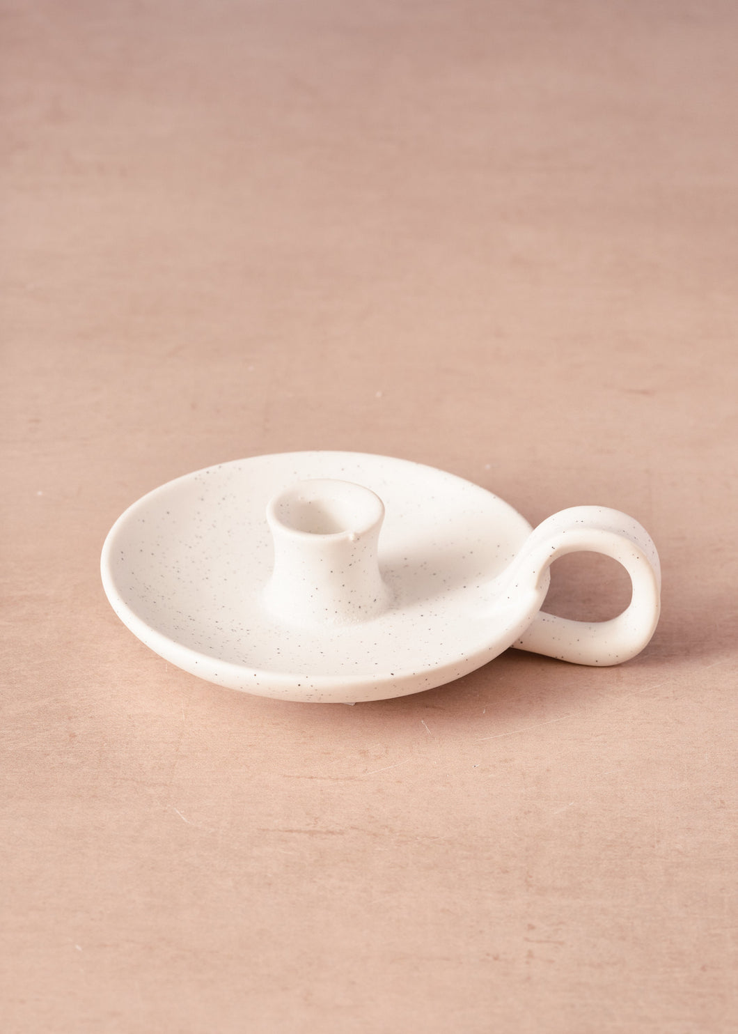 White Speckled Candle Holder