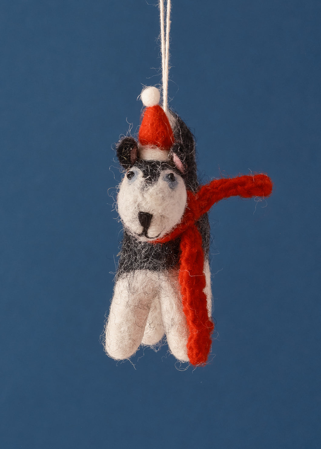Felted Husky With Hat & Scarf