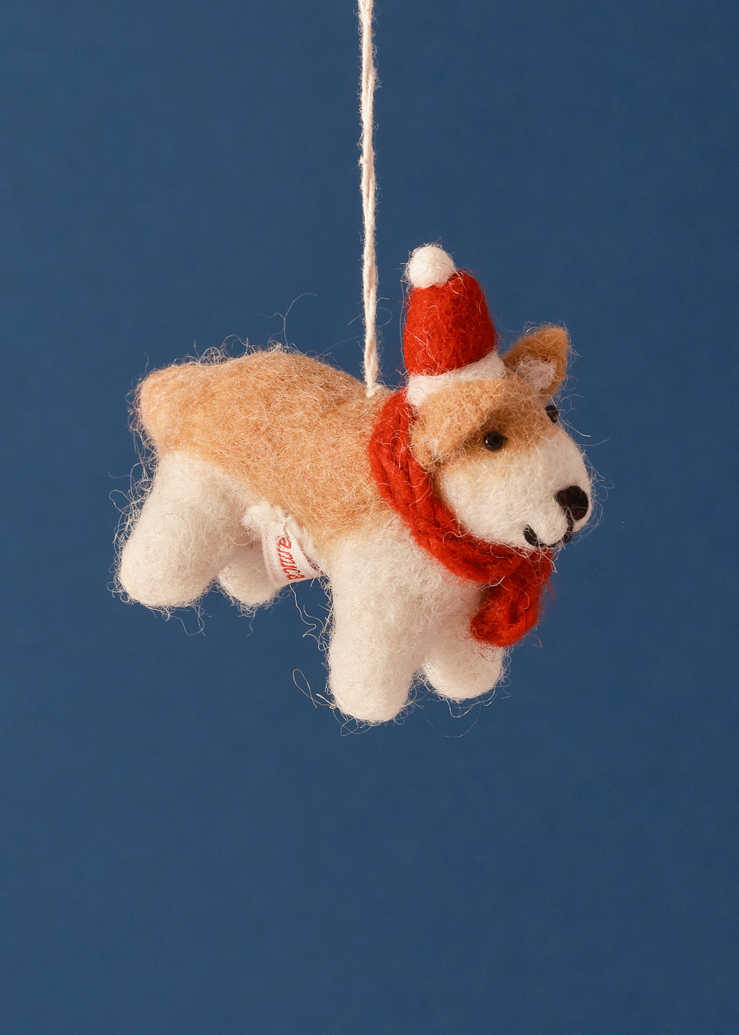 Felted Corgi With Hat & Scarf