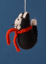 Load image into Gallery viewer, Felted Black Cat With Scarf
