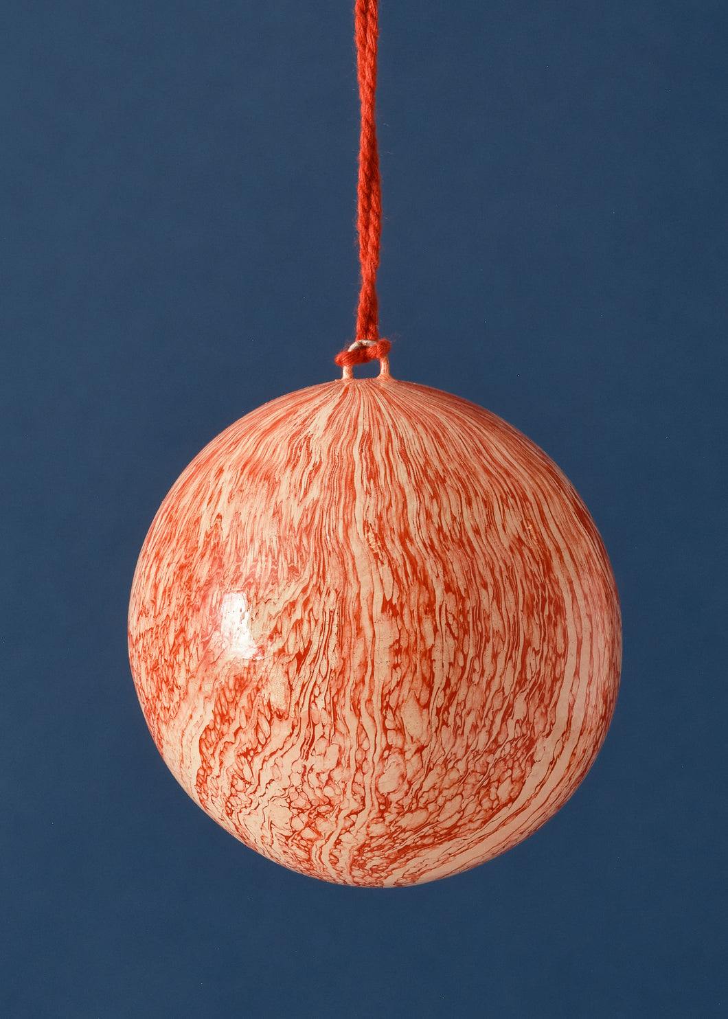 Paper Mache Marbled Red Bauble