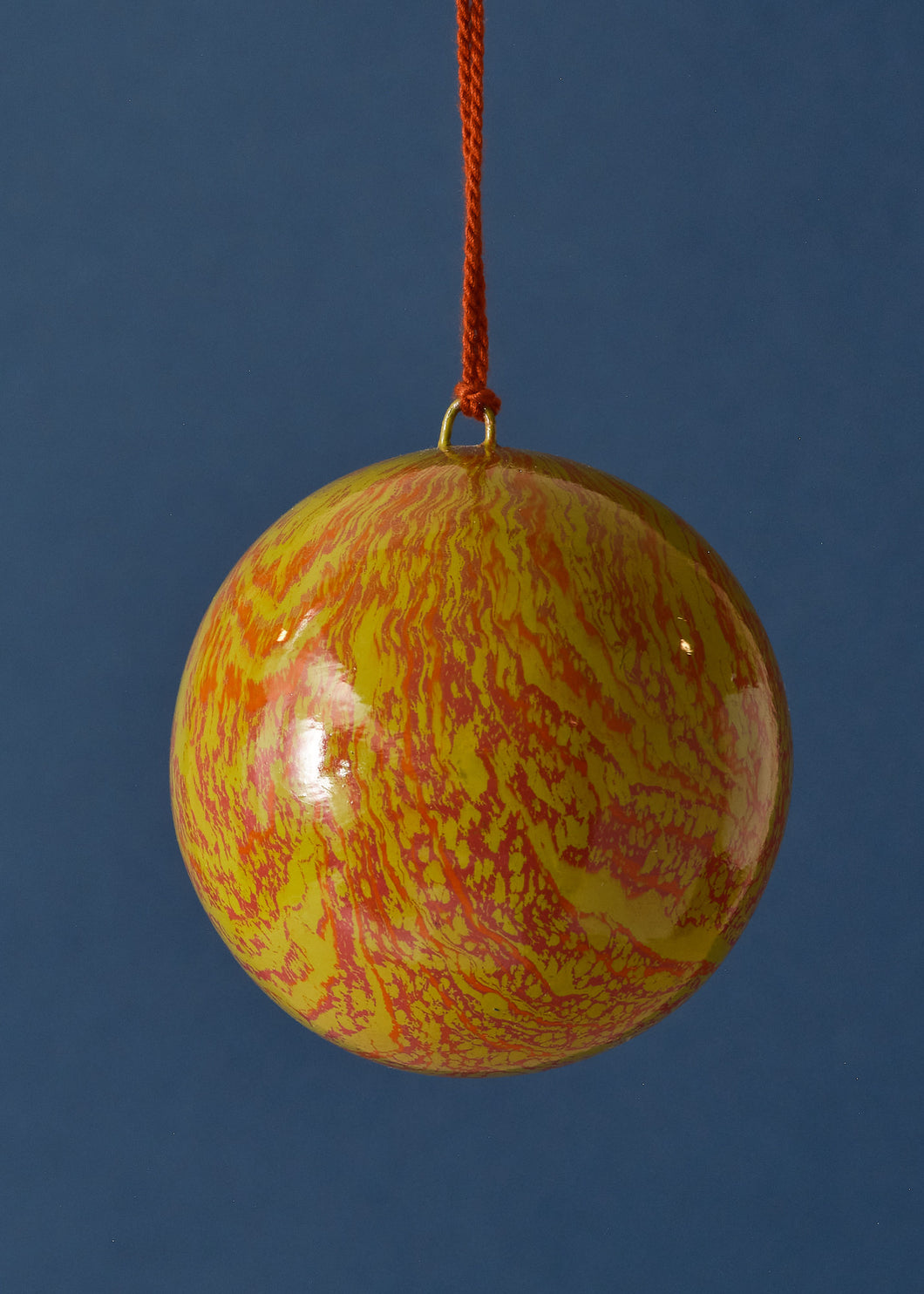 Paper Mache Marbled Green Bauble