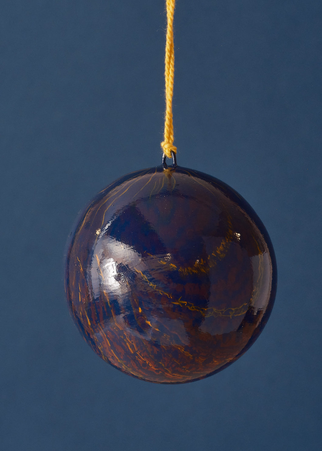 Paper Mache Marbled Blue Bauble