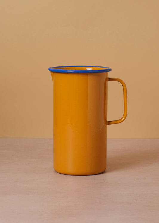 Enamel Jug Mustard & Cobalt
