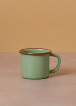 Load image into Gallery viewer, Enamel Mug Mint &amp; Light Brown
