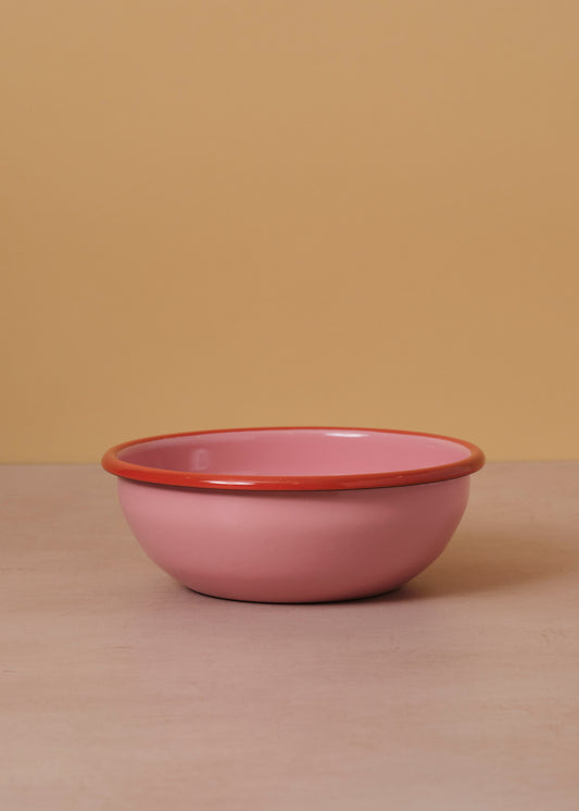 Enamel Bowl Rose Pink & Red