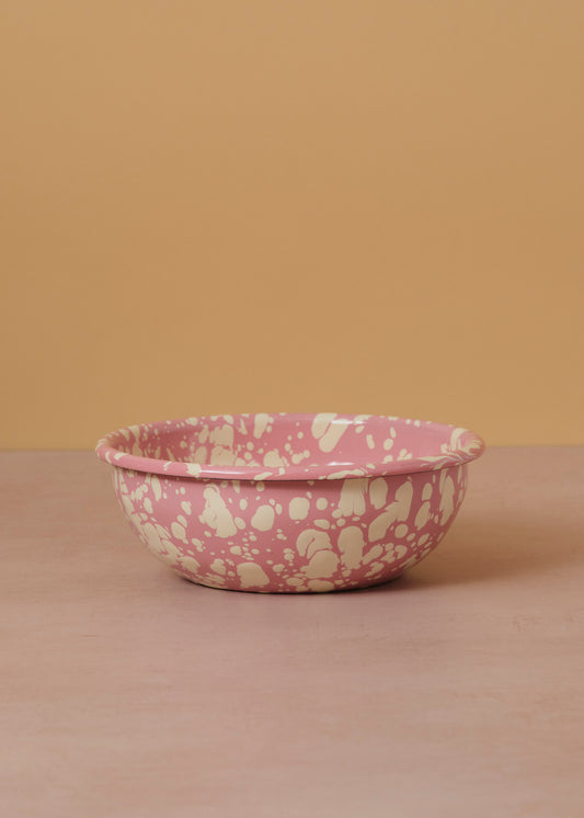 Enamel Bowl Rose Splatter