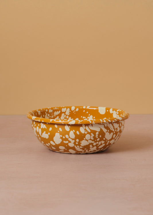 Enamel Bowl Mustard Splatter