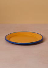 Load image into Gallery viewer, Enamel Plate Mustard &amp; Cobalt
