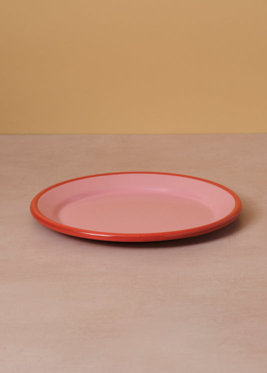 Enamel Plate Rose Pink & Red