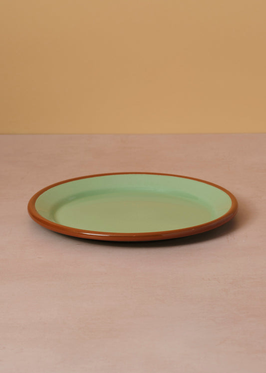 Enamel Plate Mint & Light Brown