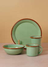 Load image into Gallery viewer, Enamel Bowl Mint &amp; Light Brown
