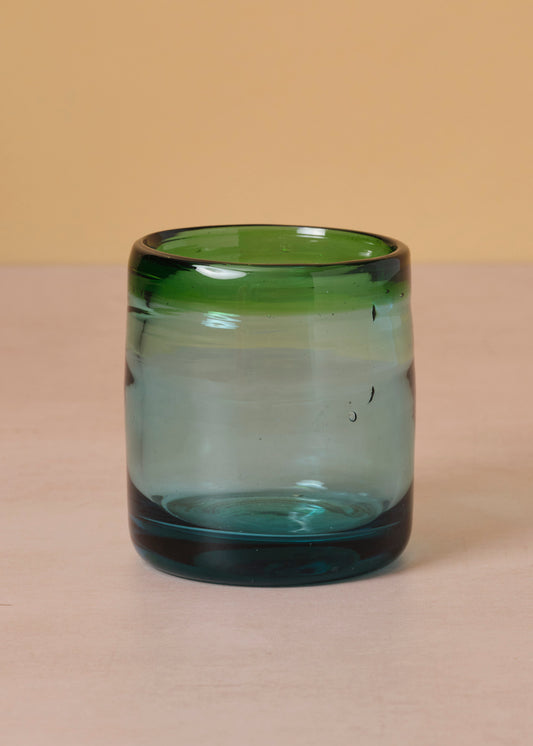 Blown Glass Tumbler Green Rim