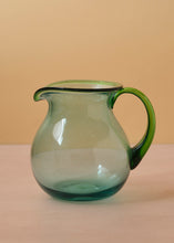 Load image into Gallery viewer, Blown Glass Jug Green Rim
