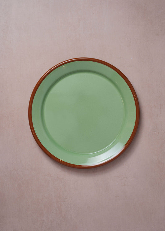 Enamel Plate Mint & Light Brown