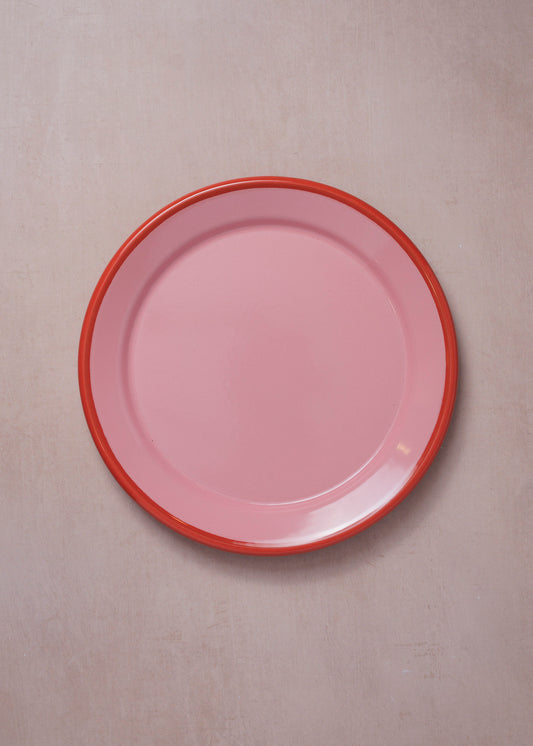 Enamel Plate Rose Pink & Red