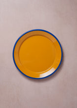 Load image into Gallery viewer, Enamel Plate Mustard &amp; Cobalt
