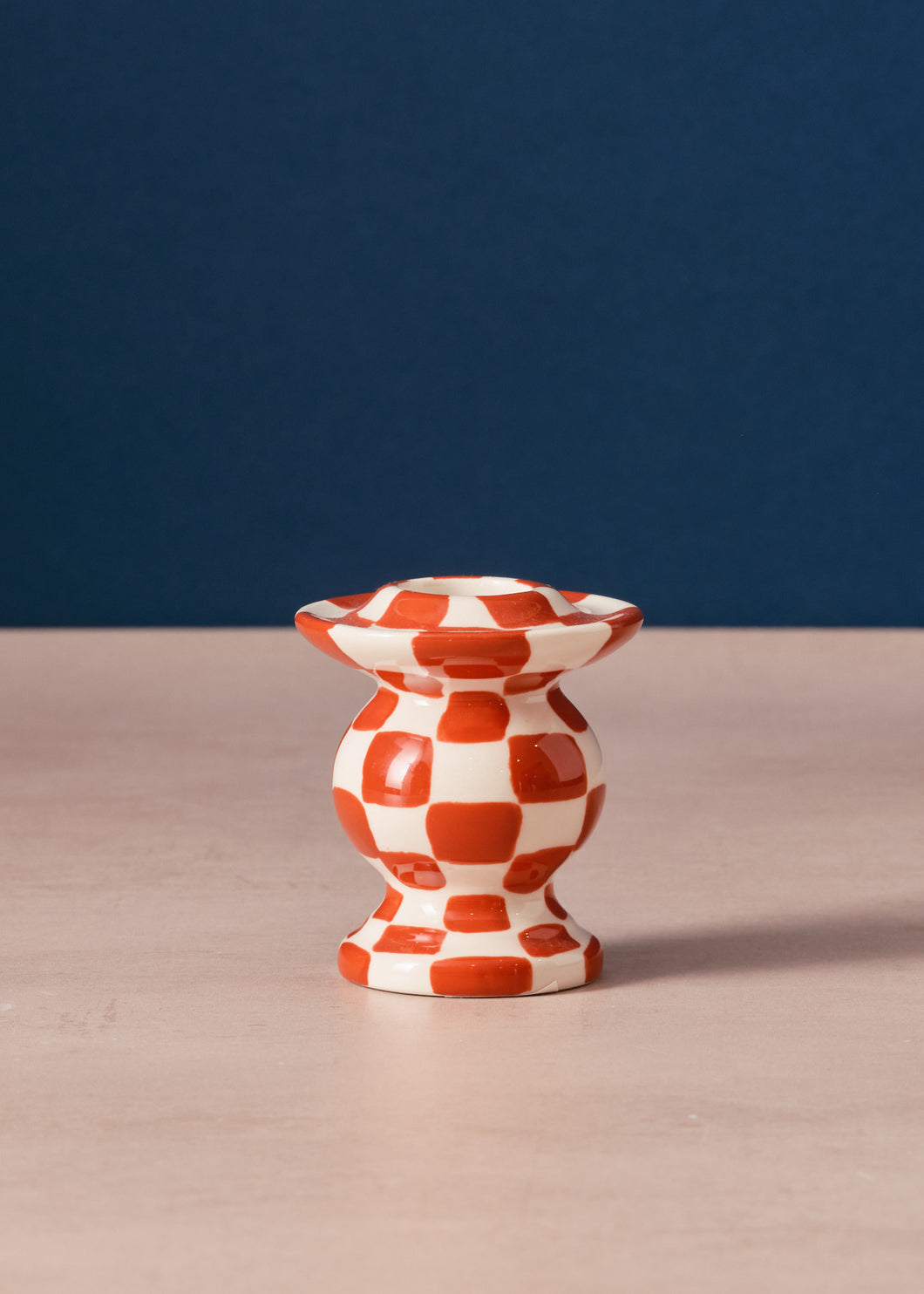 Red & White Check Candle Holder
