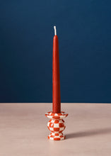 Load image into Gallery viewer, Red &amp; White Check Candle Holder
