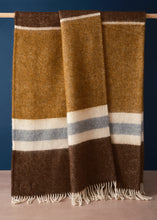 Load image into Gallery viewer, Gotland Stripe Throw Walnut, Caramel &amp; Blue
