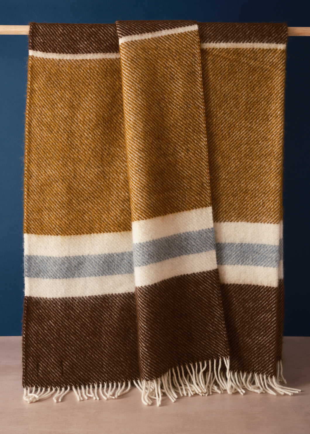 Gotland Stripe Throw Walnut, Caramel & Blue