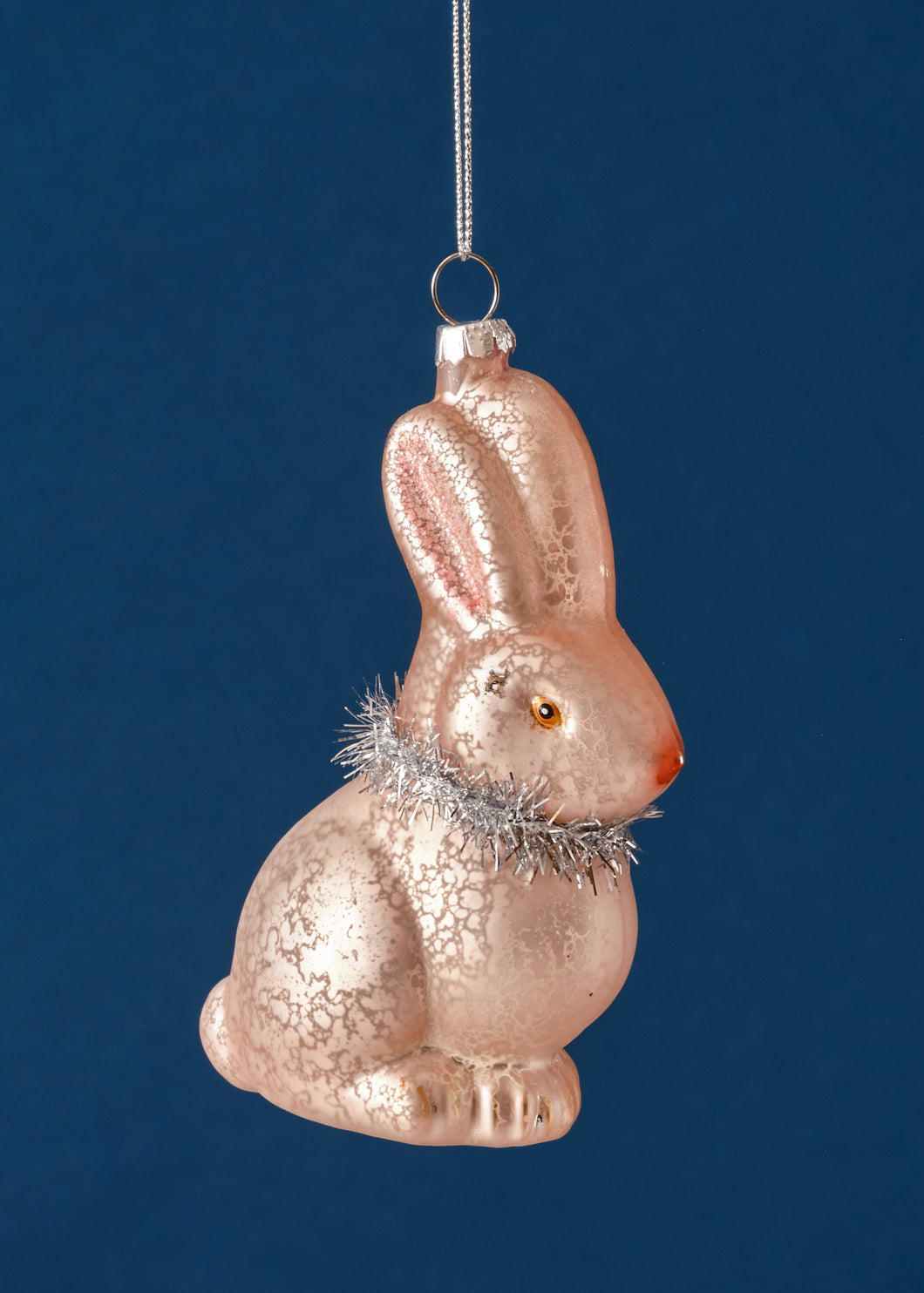 Rabbit With Tinsel Glass Decoration