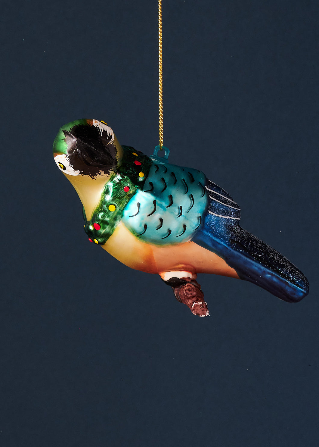 Blue & Green Glass Parrot Decoration
