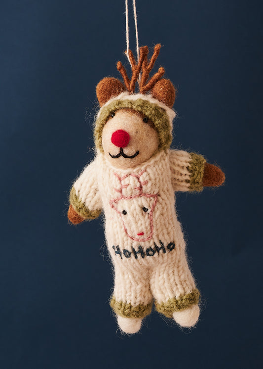 Felted Reindeer in Onesie