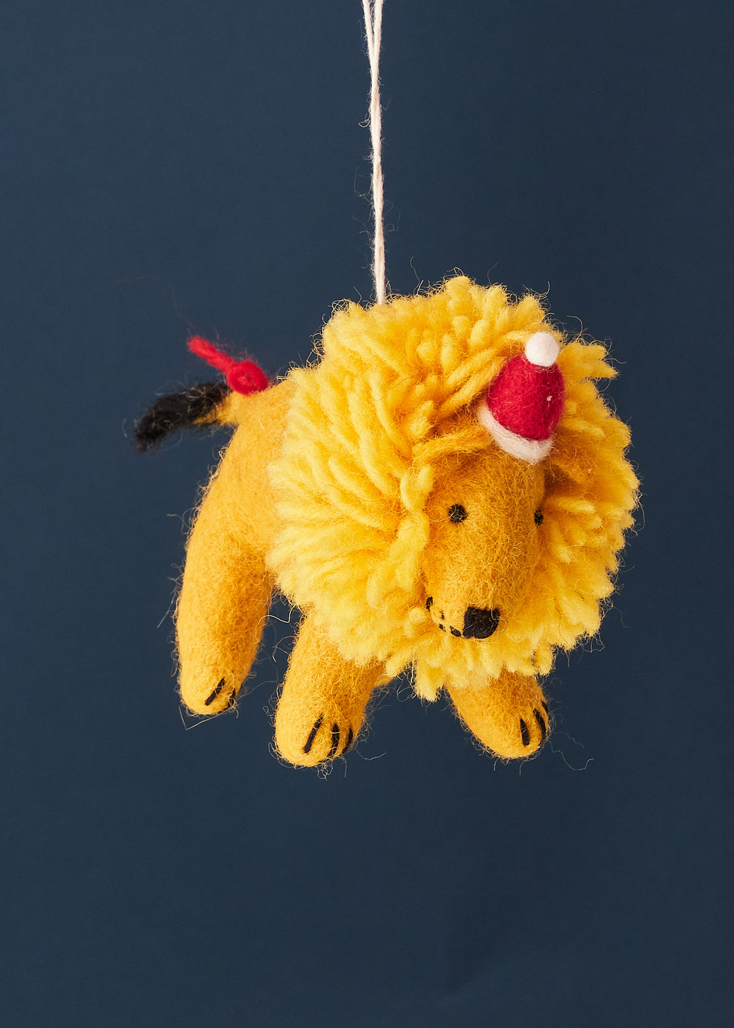 Felted Lion In Christmas Hat