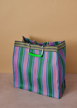 Load image into Gallery viewer, Recycled Square Green &amp; Purple Bag
