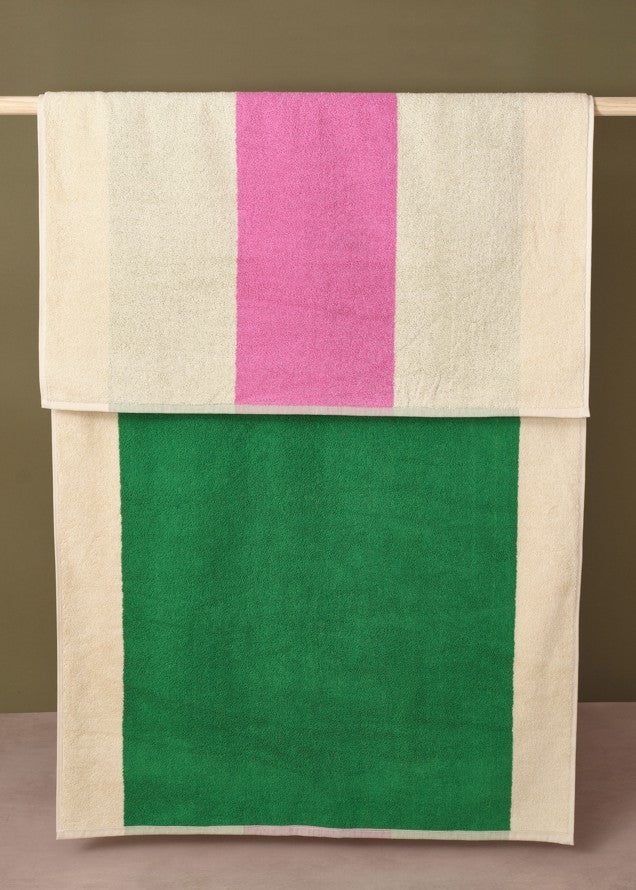 Bath Towel Pink & Green