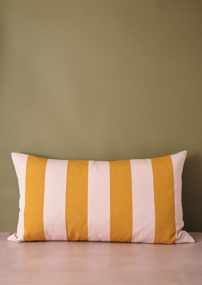 Fifi Mustard & Pink Cushion