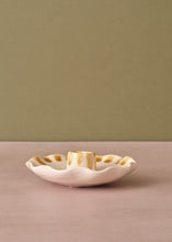Load image into Gallery viewer, Scalloped Yellow Brush Candle Holder
