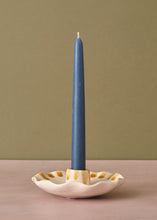 Load image into Gallery viewer, Scalloped Yellow Brush Candle Holder

