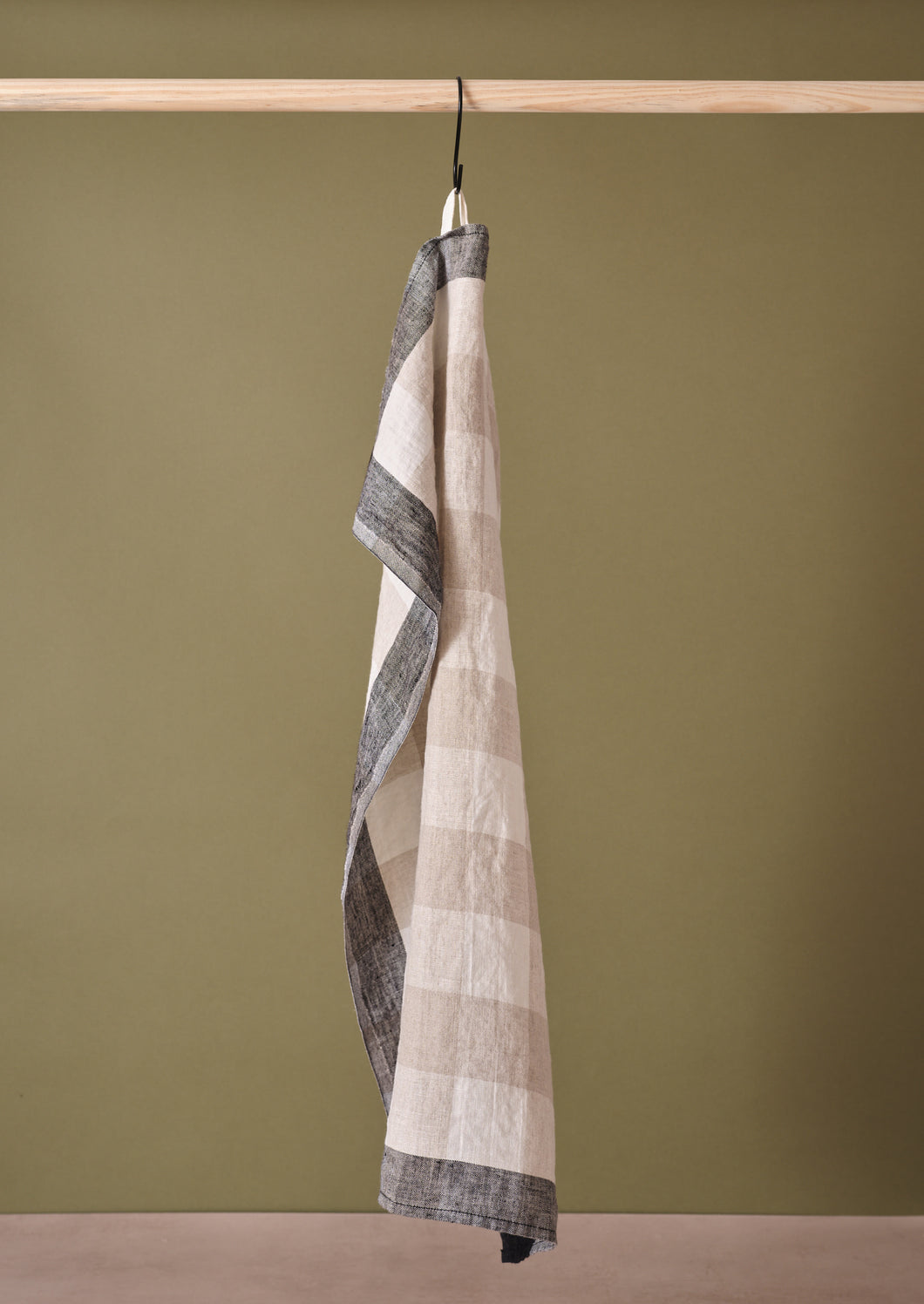 Tea Towel Carreaux Noir & Flax