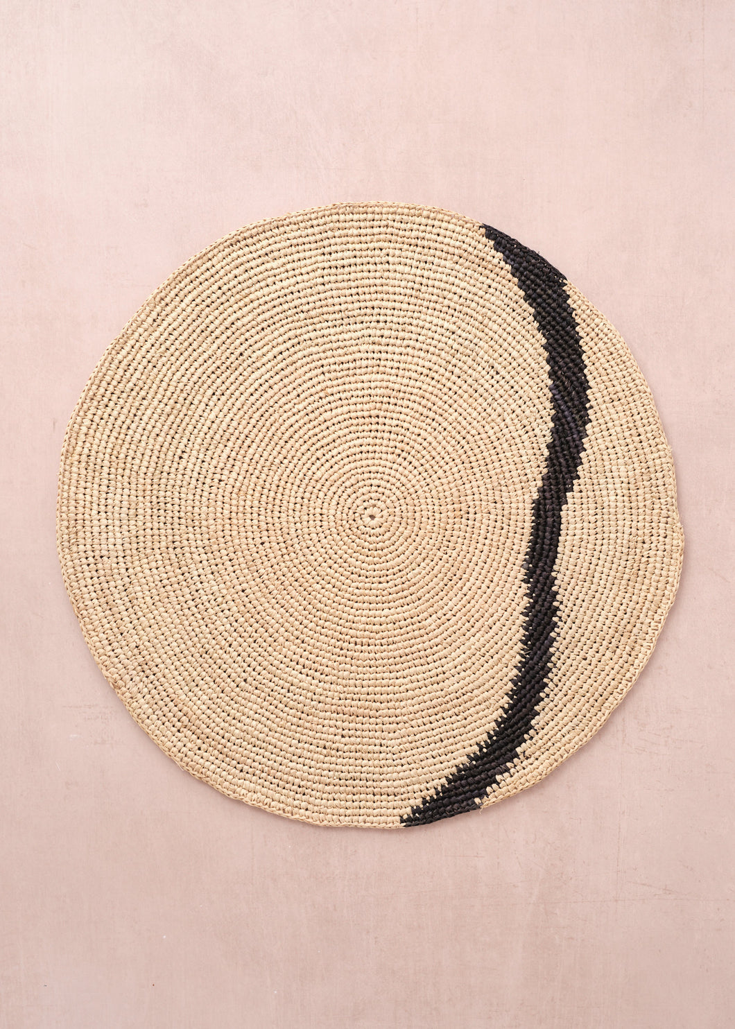 Raffia Placemat Round Black